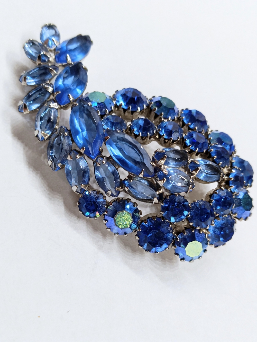 Vintage Large Blue Rhinestone Brooch